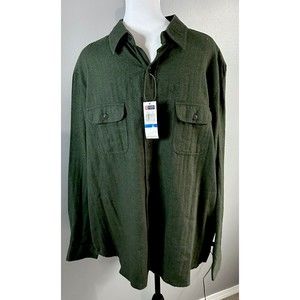Chaps Button Down Men Size XL Green  Flannel Shirt Long Sleeve Soft Feel NEW
